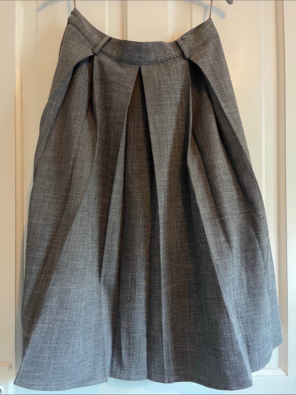 Classic Gray Pleated A-Line Midi Skirt